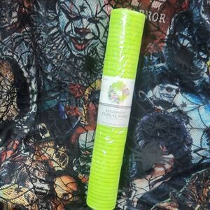 Floral Deco Mesh Roll - Neon Green with Green Metallic Accents